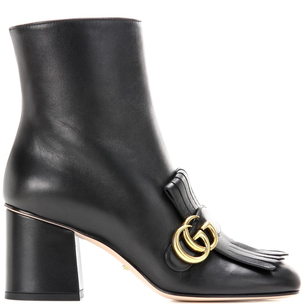 Gucci GG Marmont Fringe Leather Ankle Booties - Picture 3 of 5